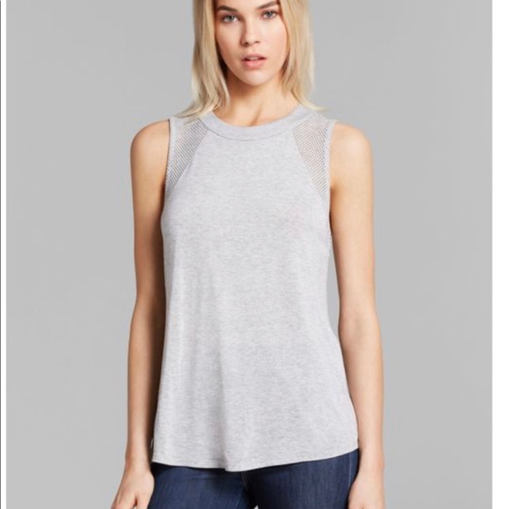 NEW-Ella Moss Mesh Inset Gray Tank Top-XS